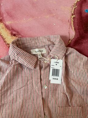 L*Space Striped Button-Up Shirt - Pink & Cream